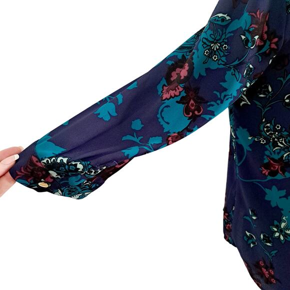 Dana Buchman Button Up Paisley Print Top - Picture 7 of 8